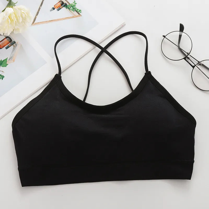Seamless Double Cross Shoulder Strap Sport Bra