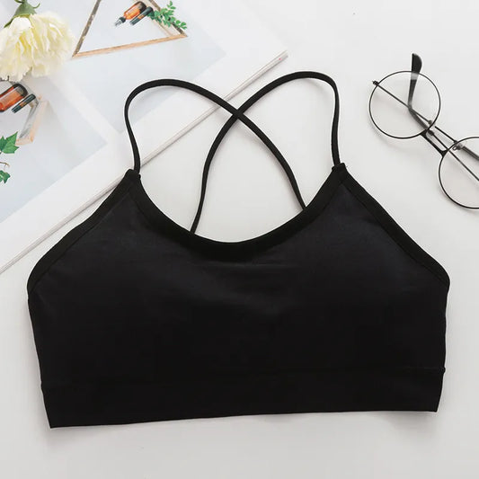 Seamless Double Cross Shoulder Strap Sport Bra