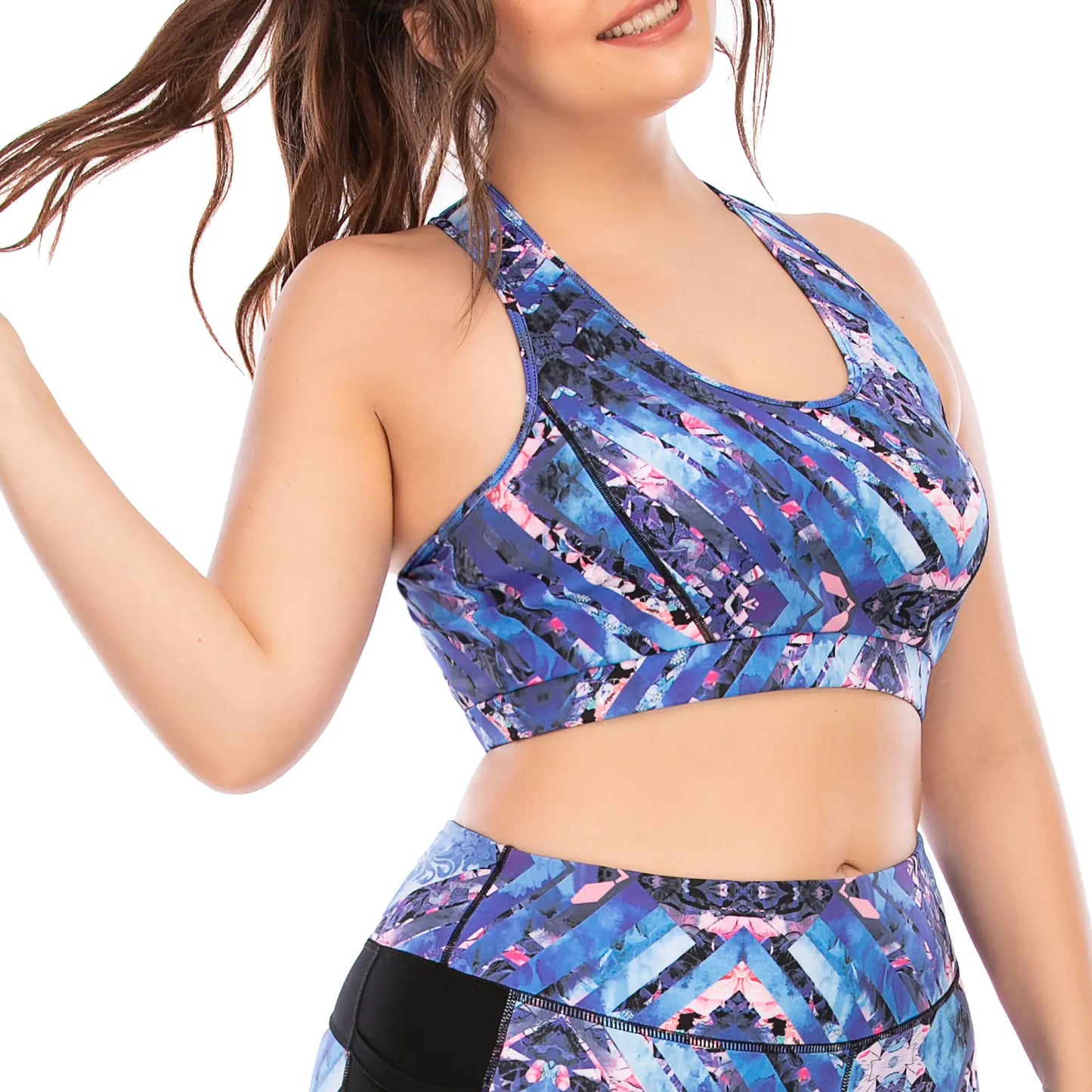 Plus Size Yoga Wear Set with Sports Bra for Women