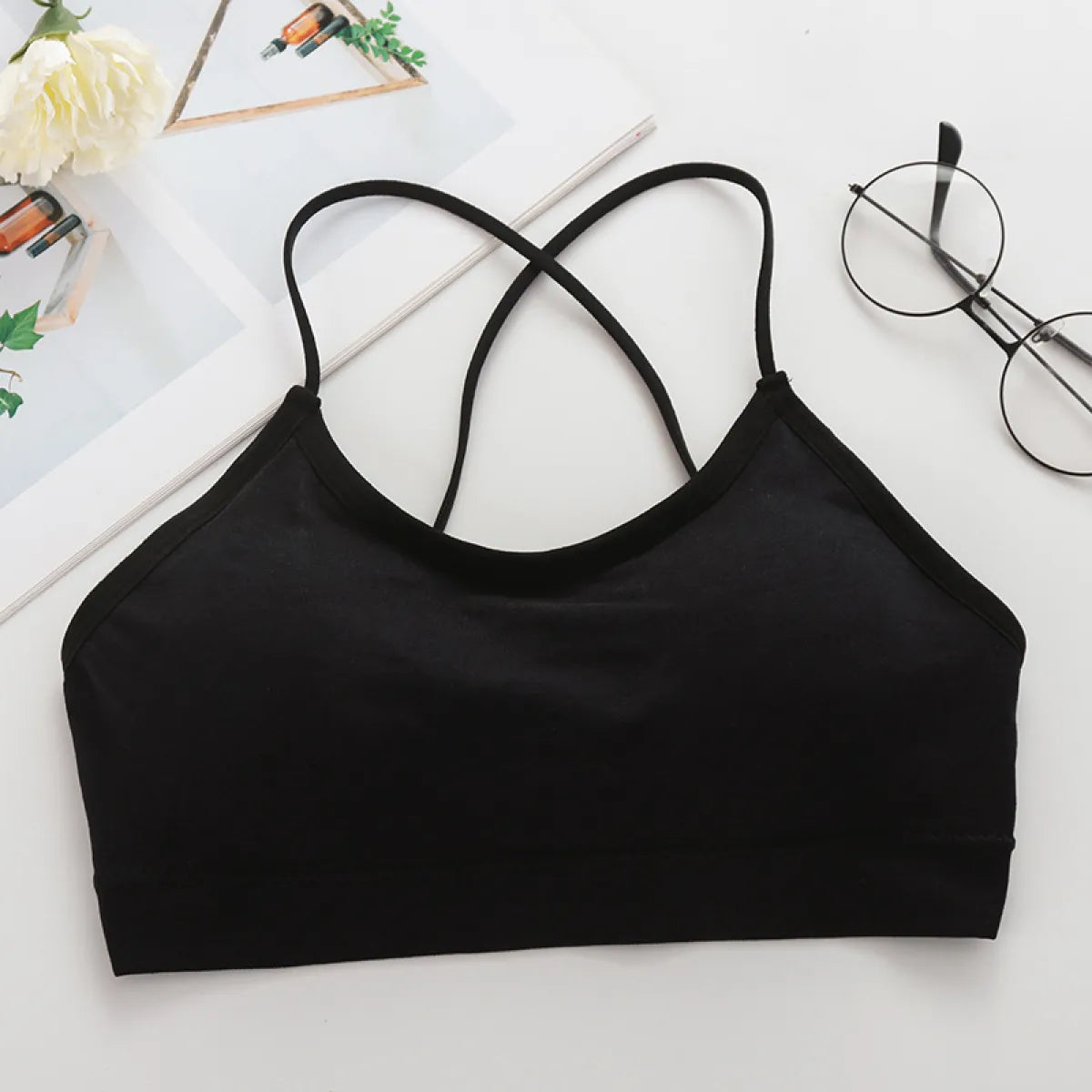 Seamless Double Cross Shoulder Strap Sport Bra