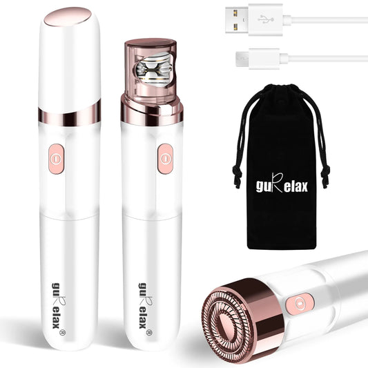 Hair Removal Epilator for Women Gurelax Facial Epilator Hair Remover Plucker for Face Lip 2-in-1 Epilation System All Ages and Skin Typeswith Brush Pouch