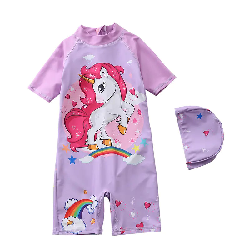 Children's Animated Print One-Piece Swimsuit