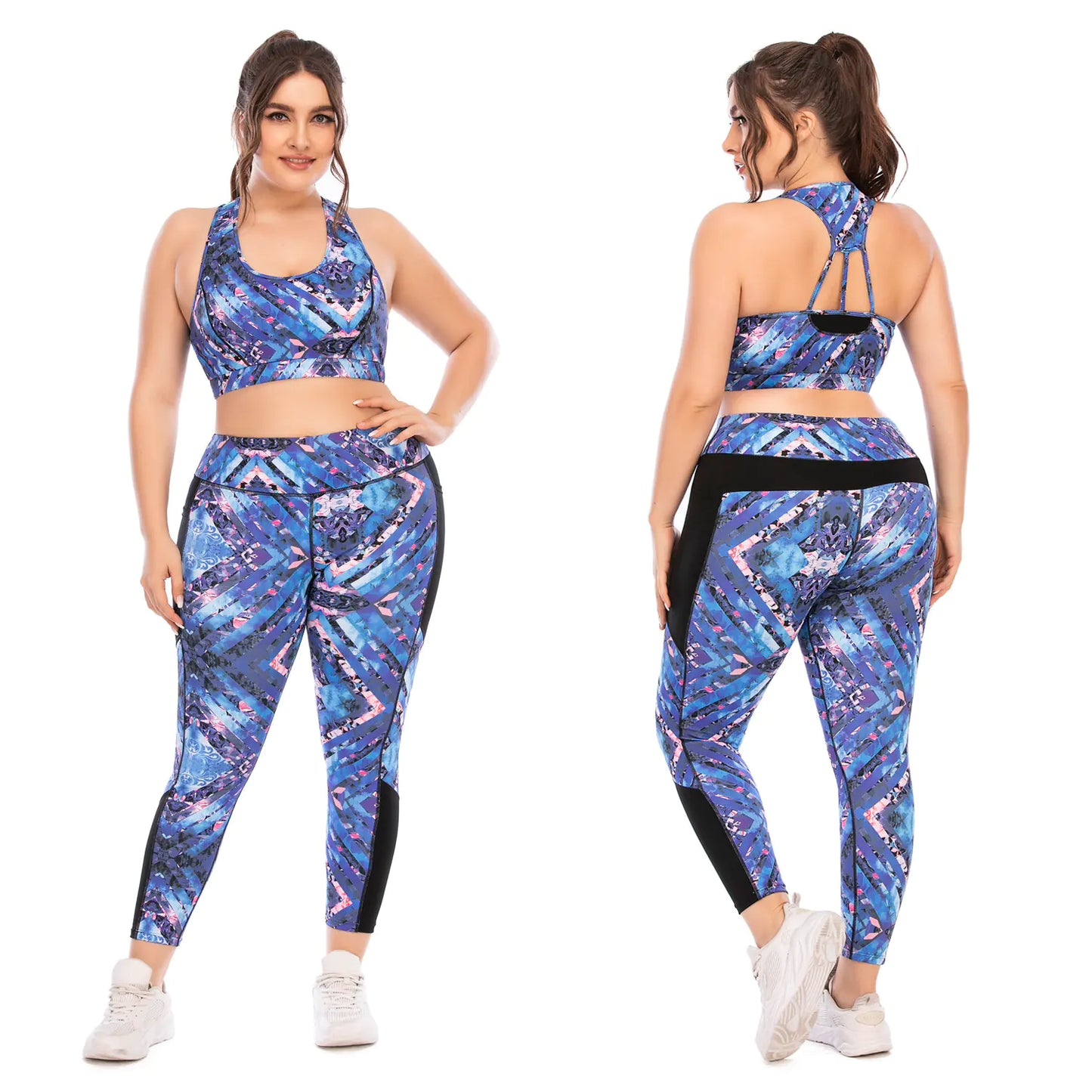 Plus Size Yoga Wear Set with Sports Bra for Women