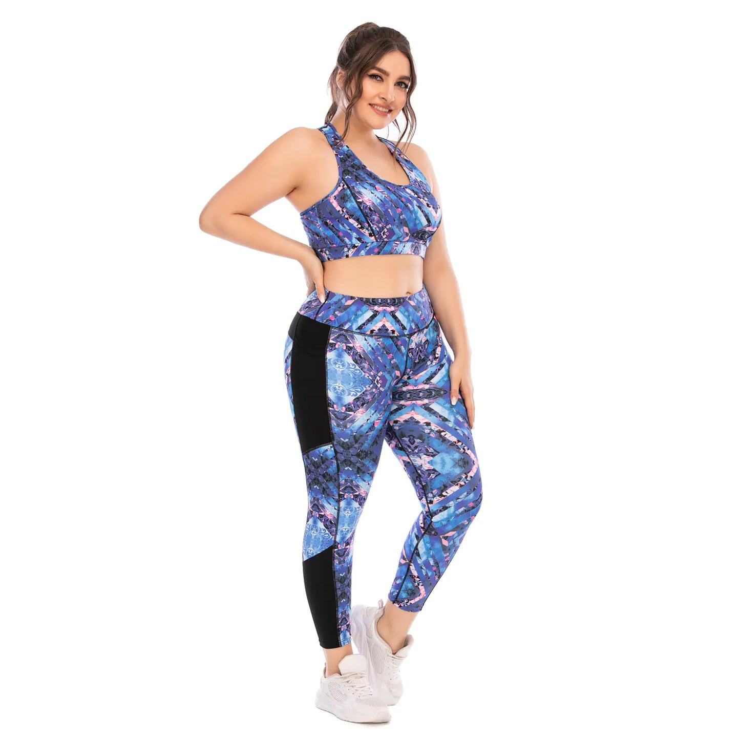Plus Size Yoga Wear Set with Sports Bra for Women