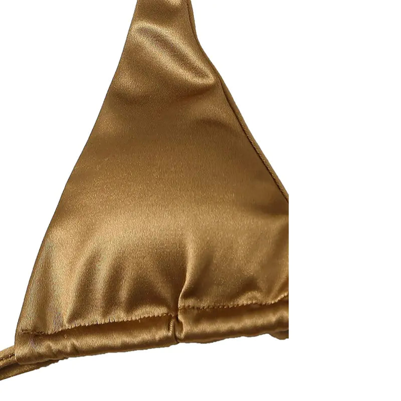 Metallic Halter Top Two-Piece Bikini Beachwear Set